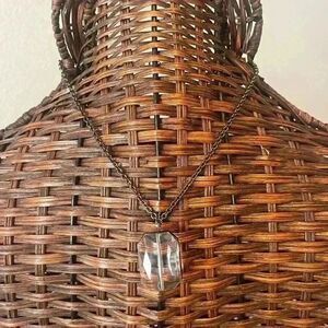 Vintage 90's Gunmetal and glass crystal pendant necklace